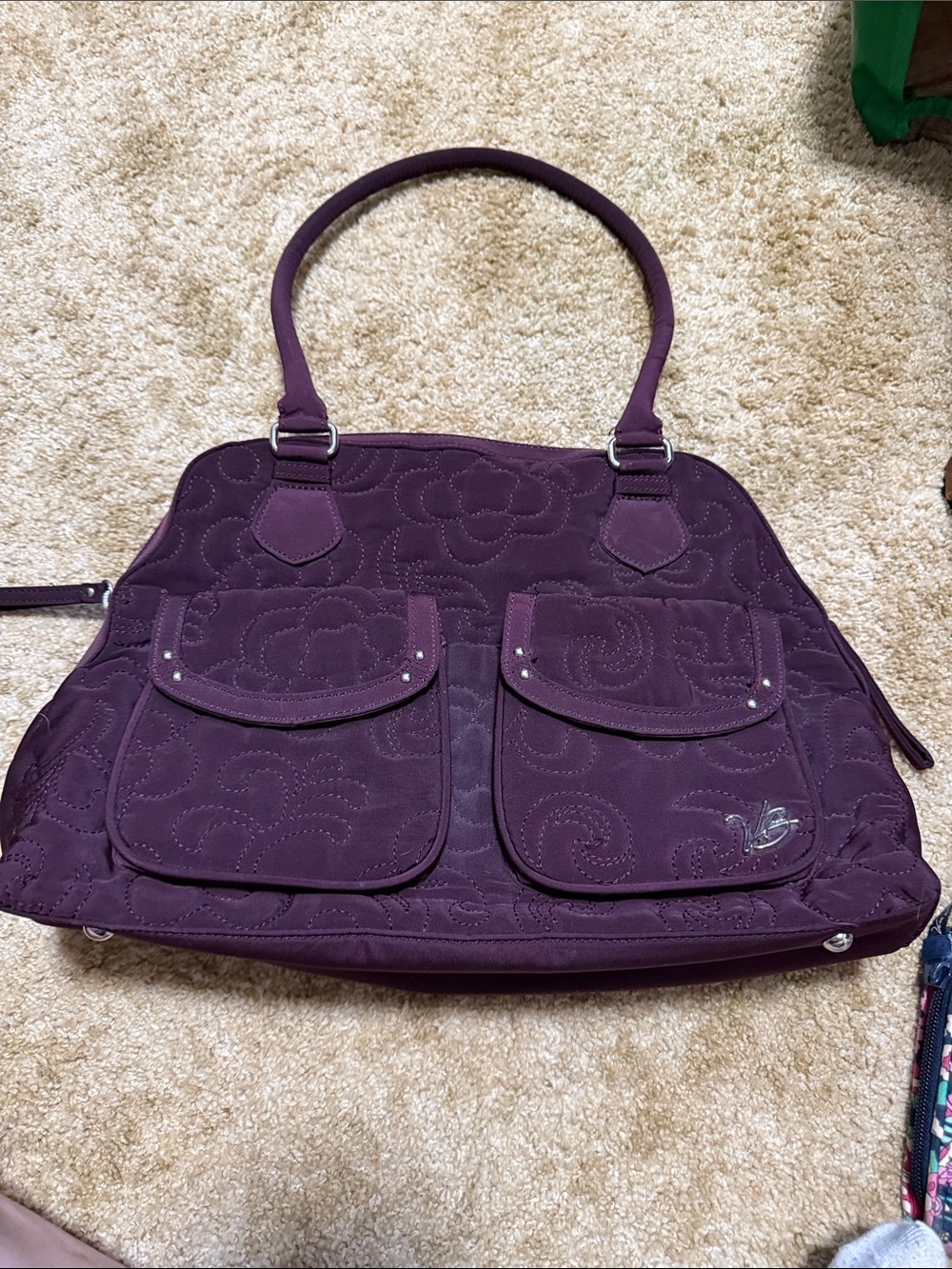 Vera Bradley Purple Quilted Floral Tote Bag